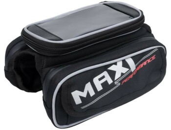 Kompaktní dvojitá brašna MAX1 na rámovou trubku s odnímatelnou kapsou uzpůsobenou pro mobilní telefon.