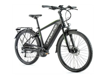Trekking e-bike with aluminum frame, sprung front fork, disc brakes and 28" wheel size. The e-bike is equipped with a Bafang rear motor and a fully integrated frame battery with LG cells with a capacity of 540Wh.
