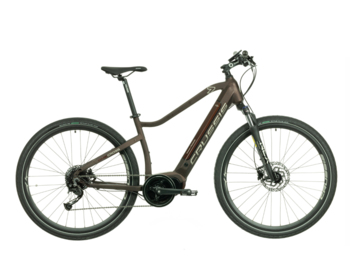 Men's electric cross bike with Bafang M400 mid-motor, powerful 630 Wh battery, Shimano brakes, comfortable geometry and decent design. With a range of up to 150 km. Designed for comfortable riding and trips of all kinds. 

