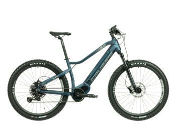 Women's eMTB model with OLI Sport mid-motor, 720 Wh battery, modern geometry, Shimano derailleur, ROCKSHOX suspension fork. Built on 27,5" wheels. Designed for off-road riding, but can handle road or bike path without any problem.
