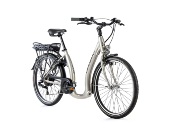 Urban e-bike with a sleek design, fixed fork, 26" wheels and a specially modified frame for very comfortable boarding.